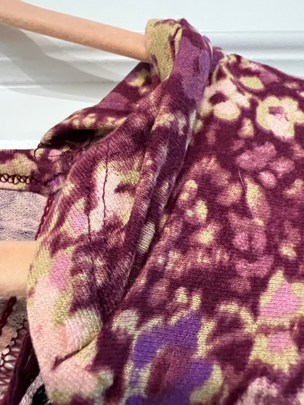 Free People Ruched Long Sleeve Floral Scoop Top in Plum - Picture 11 of 16